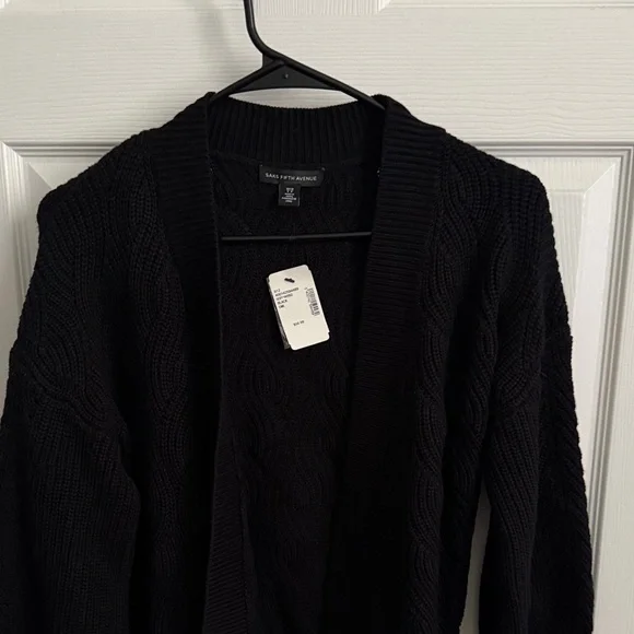 Saks Fifth Avenue Black Cable Knit Sweater - Picture 2 of 7